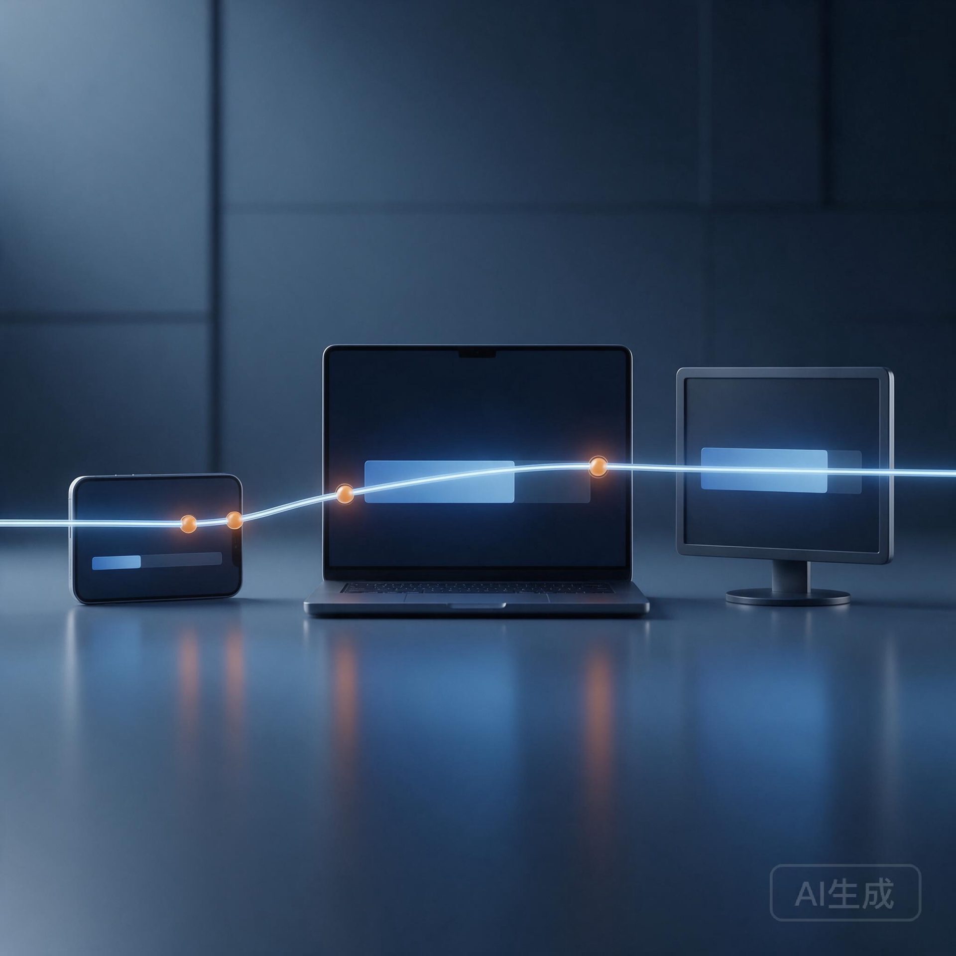 跨平台 AI Agent 三端任务进度通过检查点节点接续的示意图